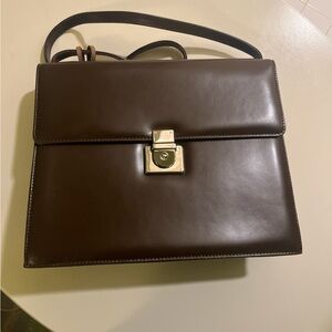 Nine West Dark Brown Leather Briefcase